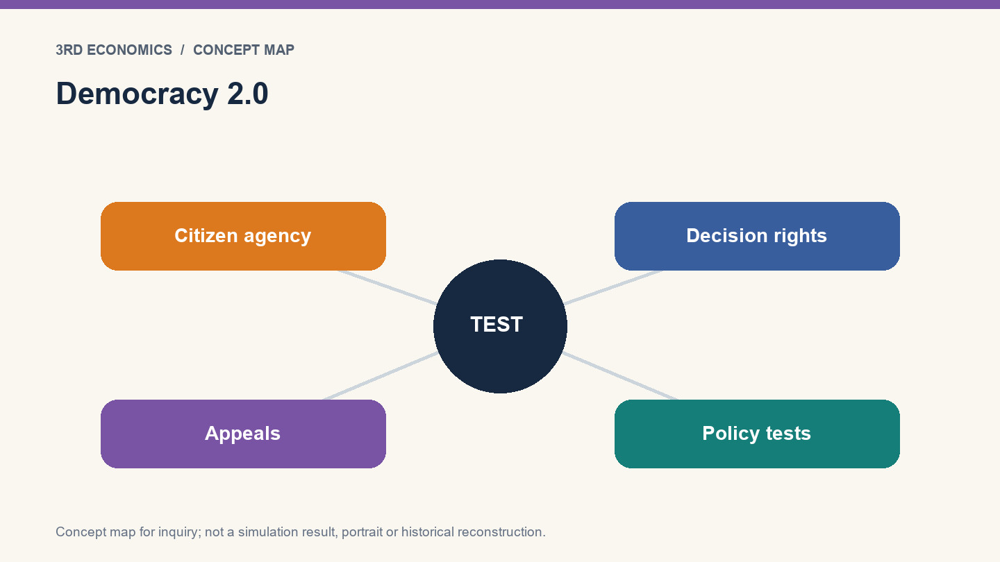 Democracy 2.0. Conceptual relationship map, not measured results.